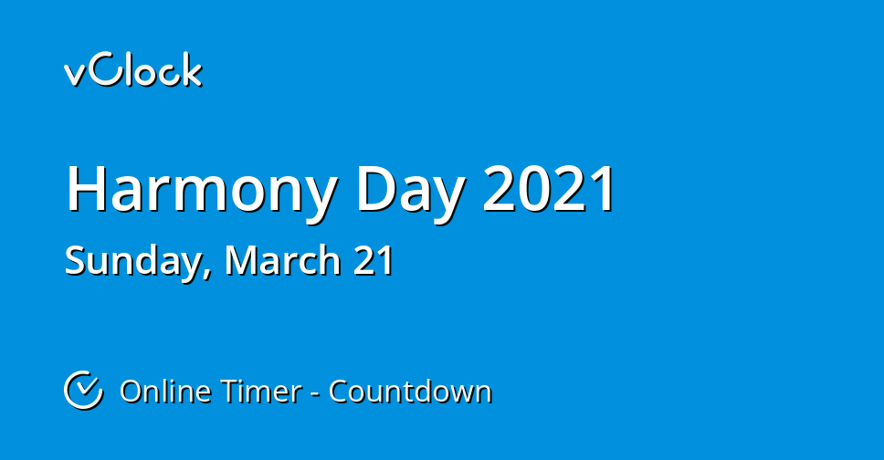 When is Harmony Day 2021 - Countdown Timer Online - vClock