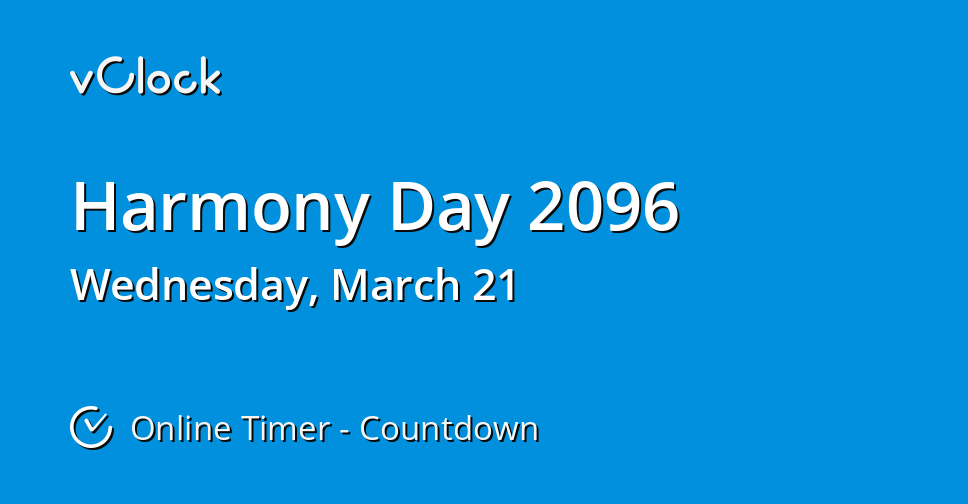When is Harmony Day 2096 - Countdown Timer Online - vClock