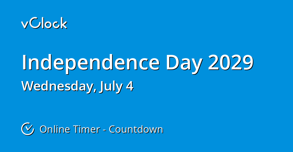 When is Independence Day 2029 Countdown Timer Online vClock