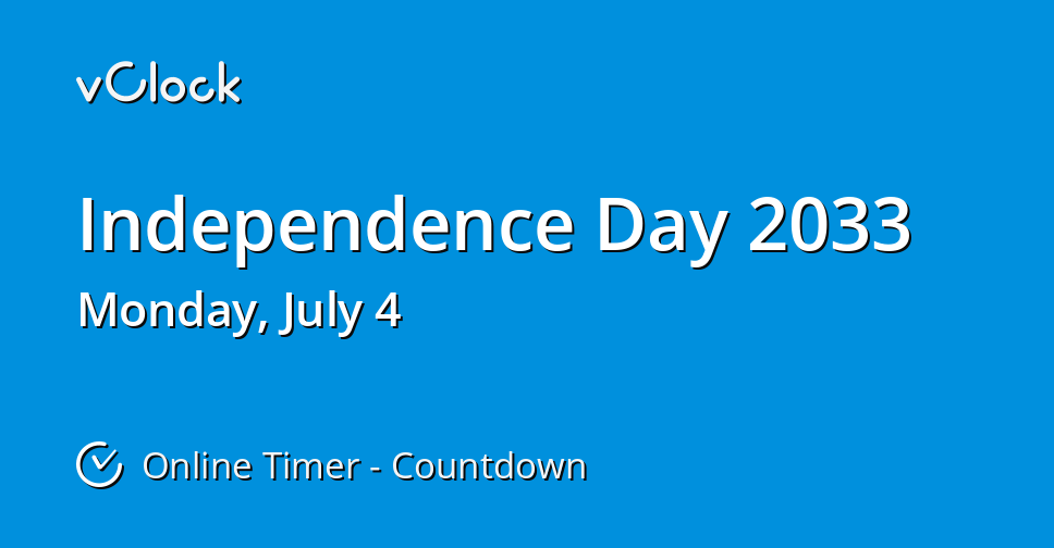 When is Independence Day 2033 Countdown Timer Online vClock